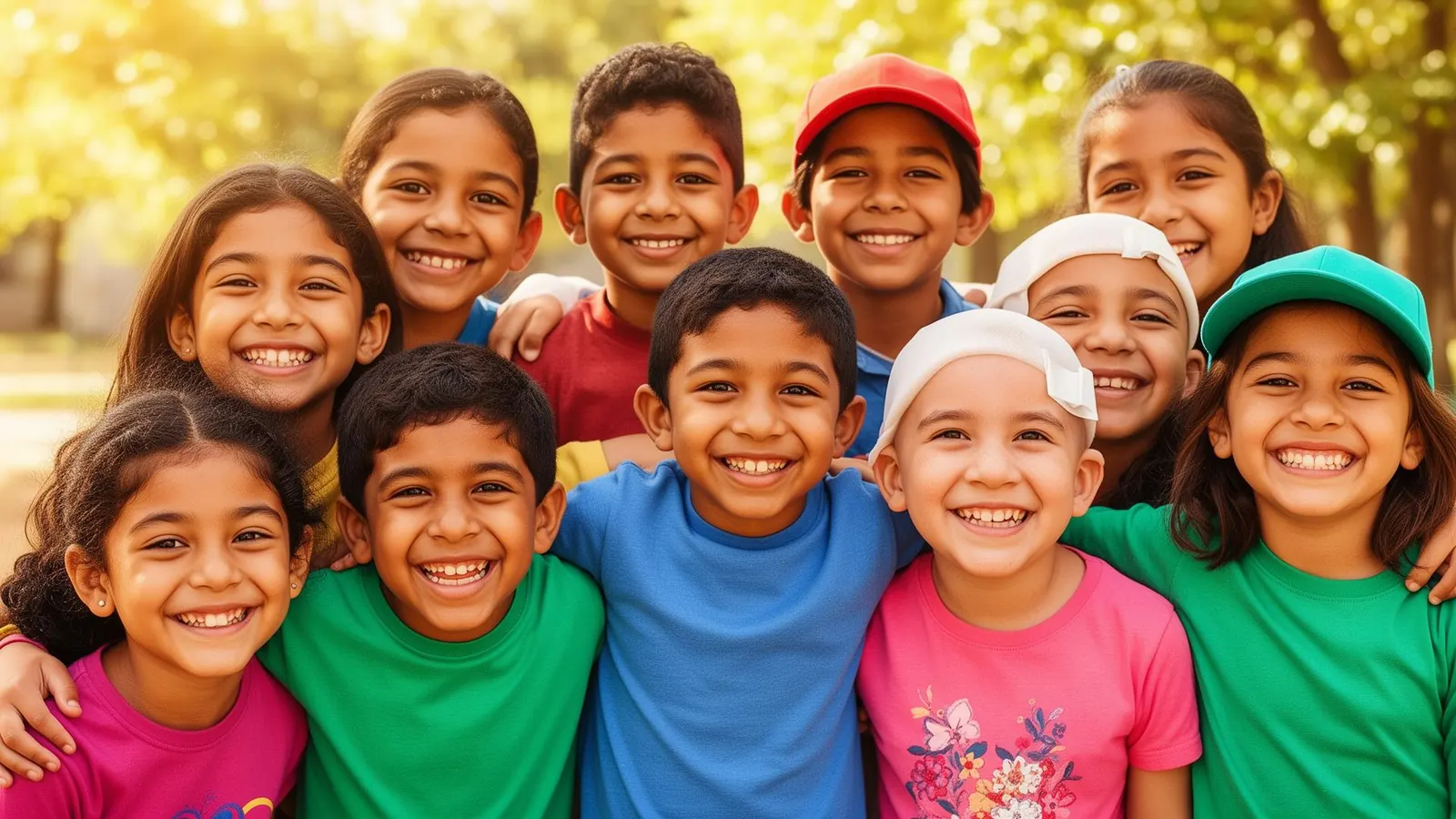 Niños y familias sonriendo